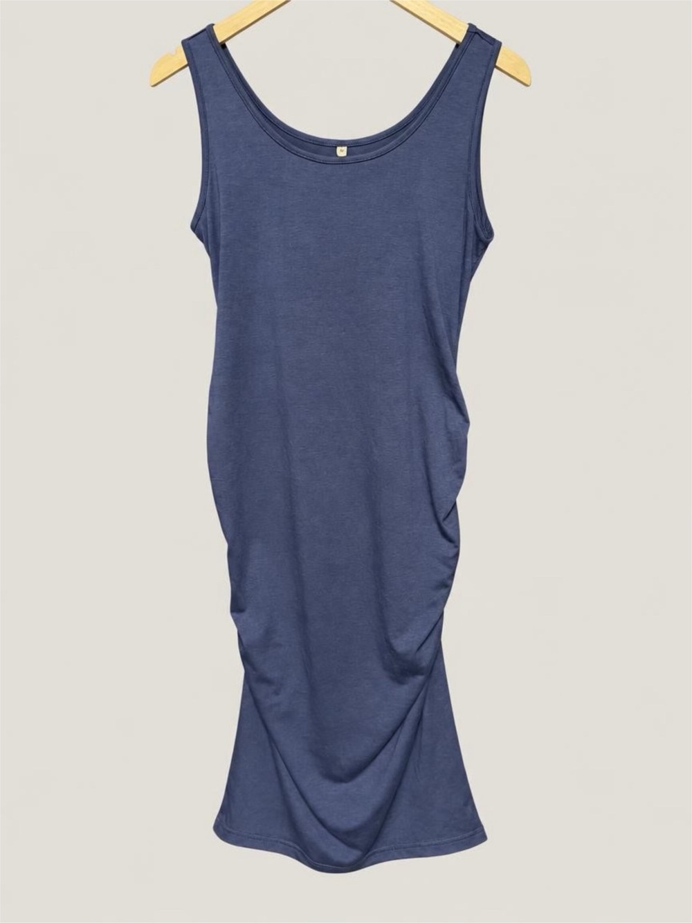 Sleeveless Scoop Neck Navy Midi Maternity Dress